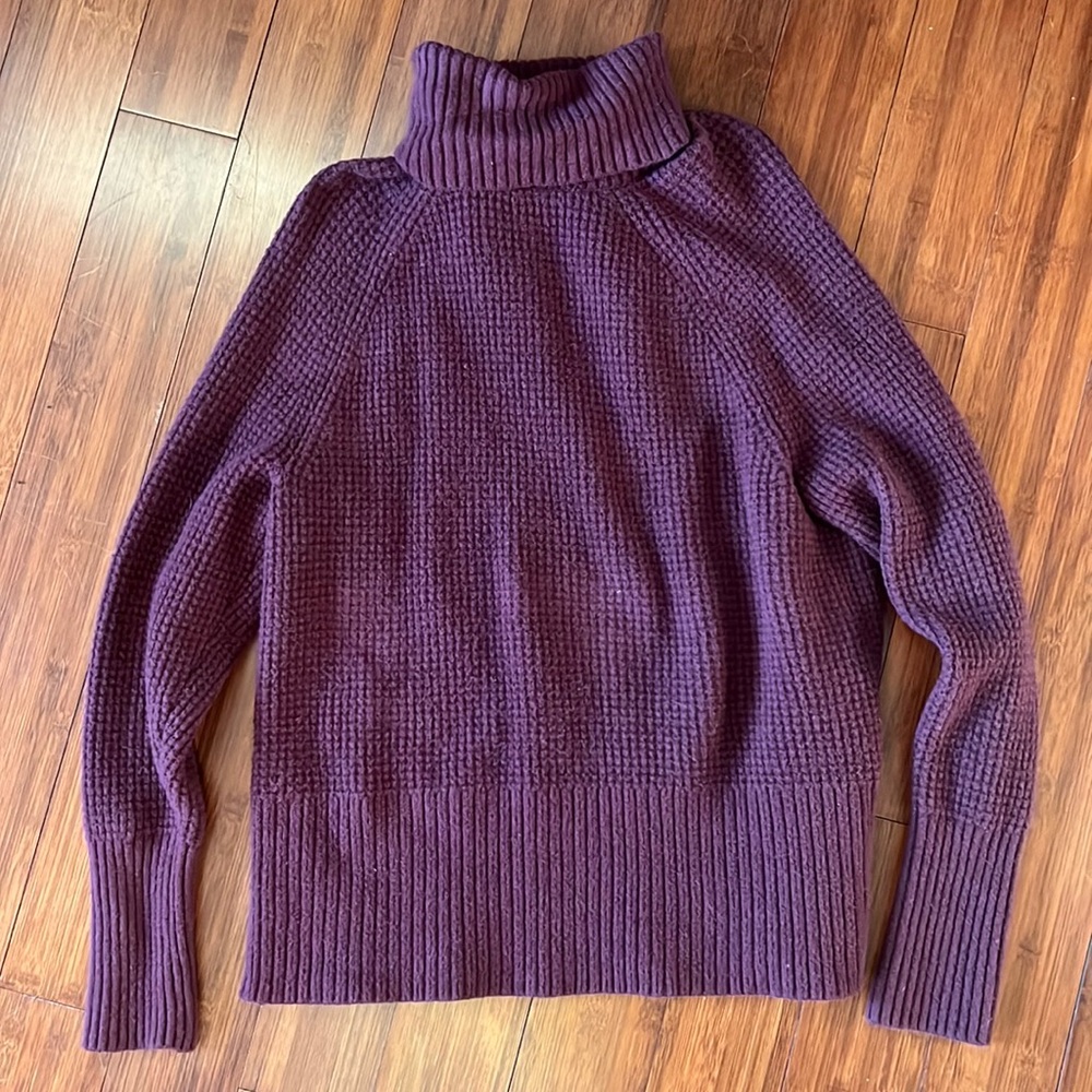 L.L. Bean Burgundy Red Turtleneck Cotton Sweater